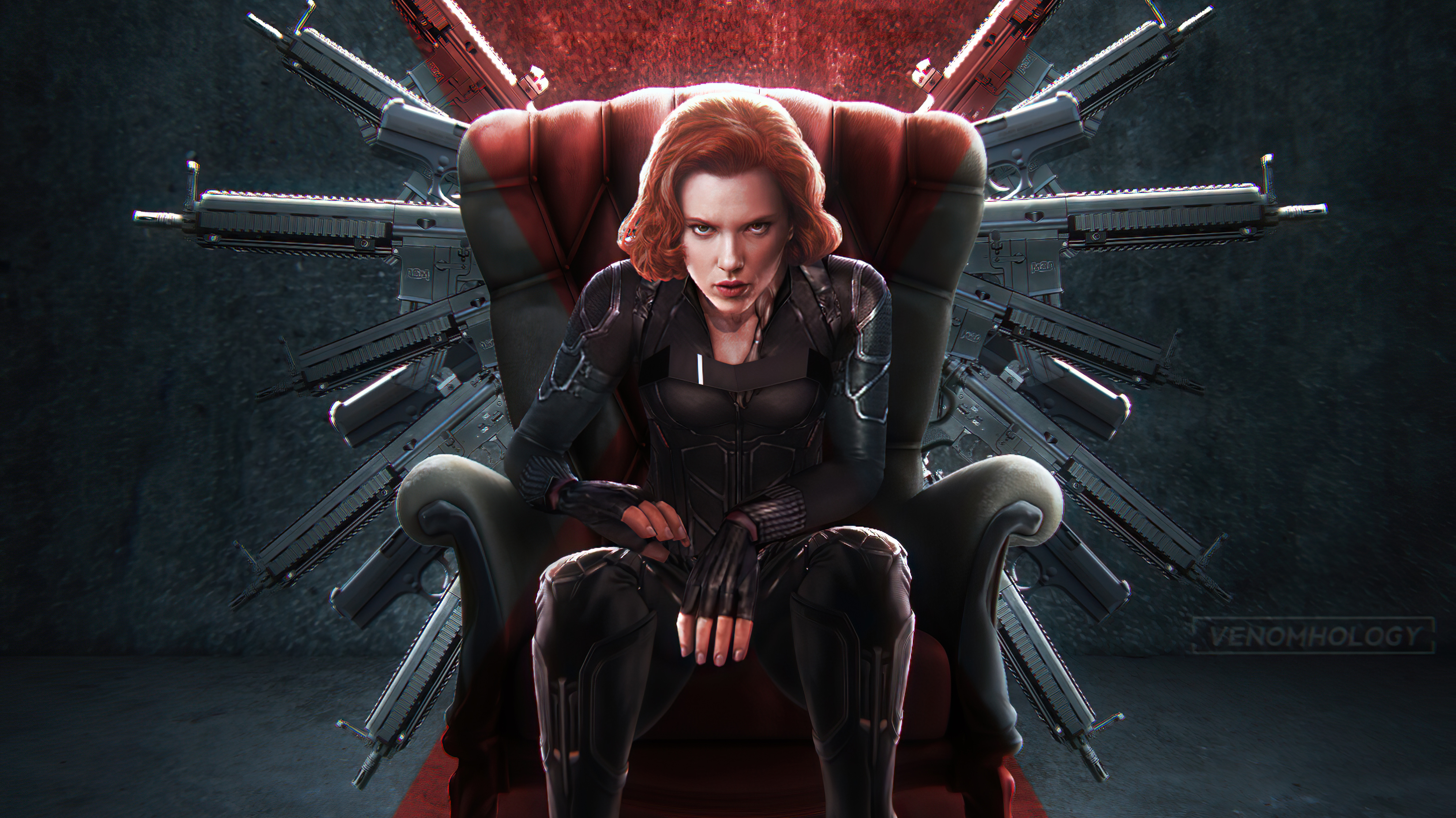 Black Widow Gun Natasha Romanoff Redhead Scarlett Johansson Short Hair Wall...
