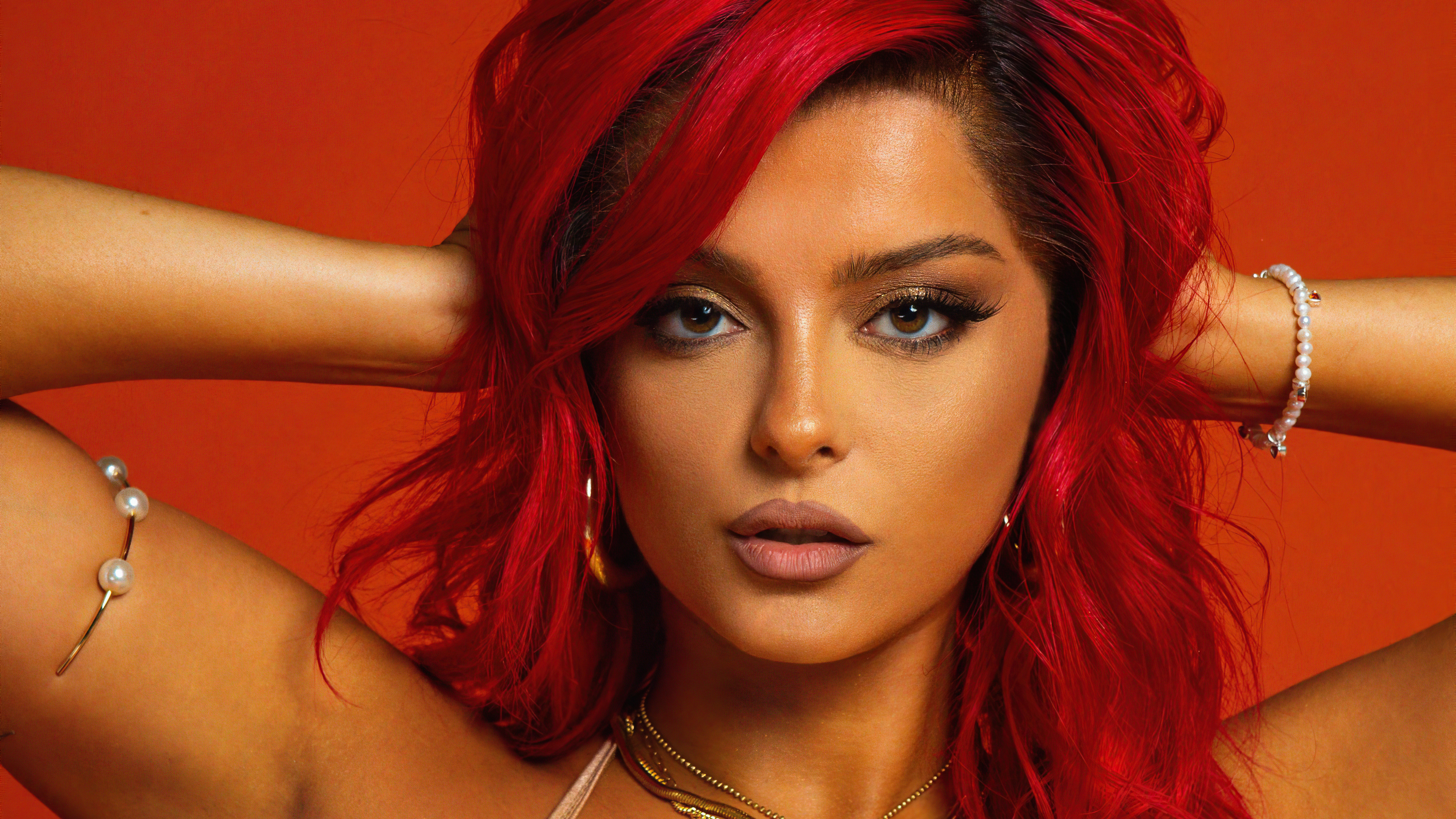 American Bebe Rexha Face Girl Red Hair Singer Wallpaper - Resolution:3840x2...