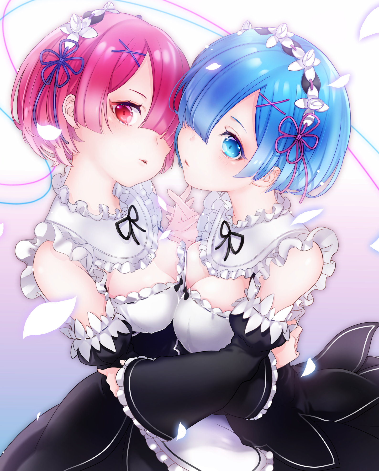 ram-re-zero. anime. maid-outfit. twins. blue-hair. re-zero-kara-hajimeru-is...