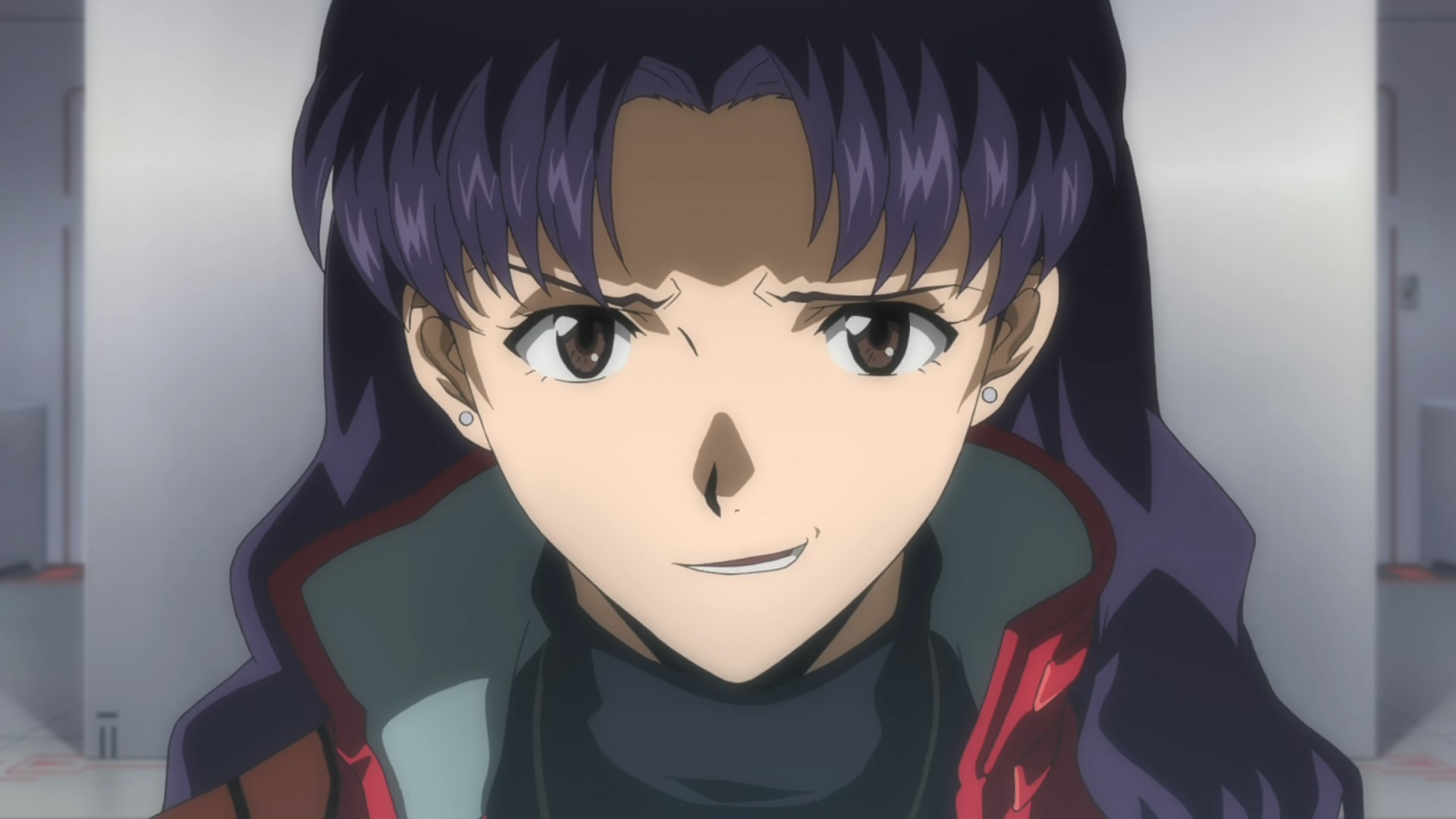 Anime Neon Genesis Evangelion Purple Hair Brown Eyes Anime Girls Katsuragi Misato...