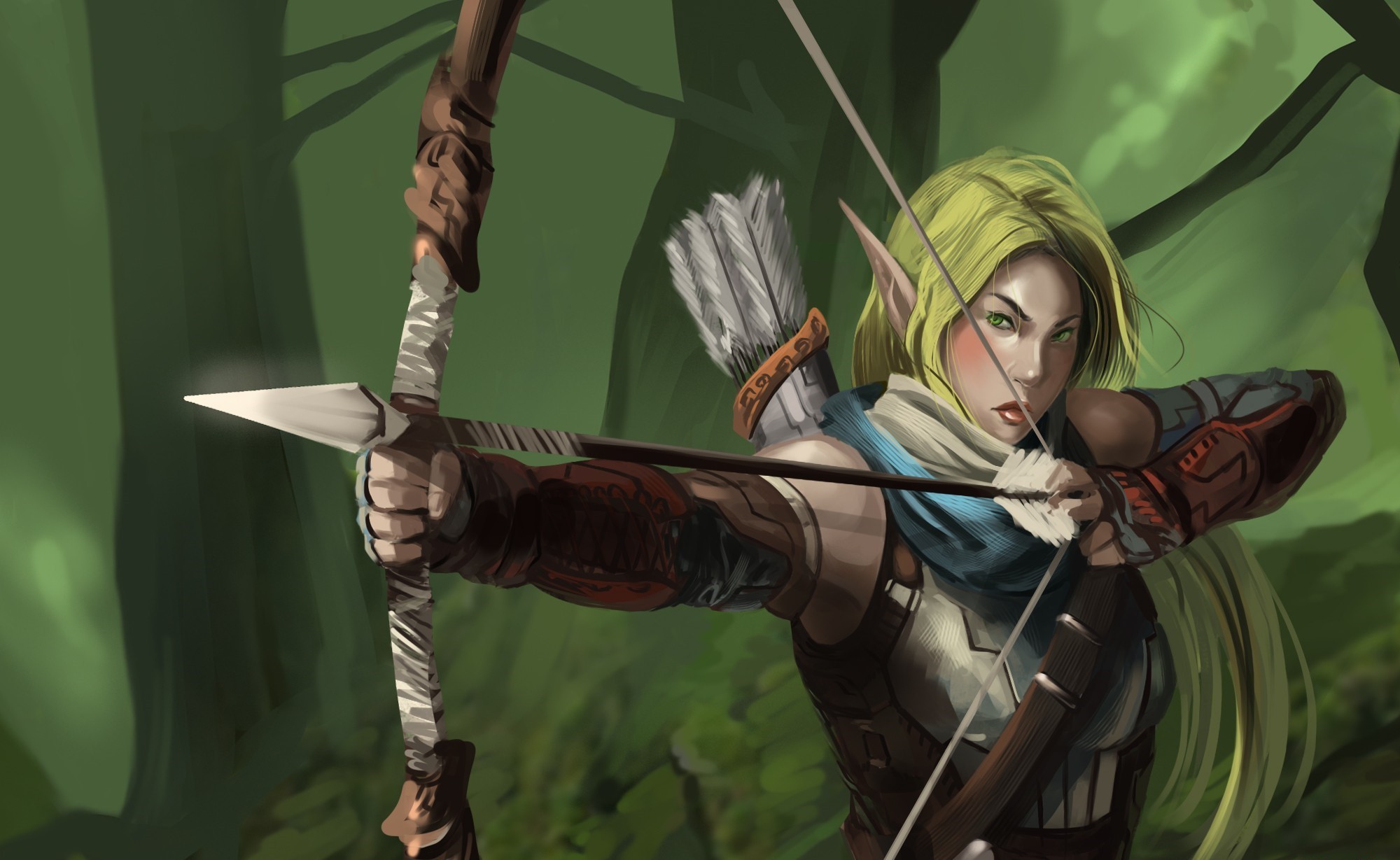 Fantasy Art Warcraft Fantasy Girl Bow Elves Tomb Raider Wallpaper ...